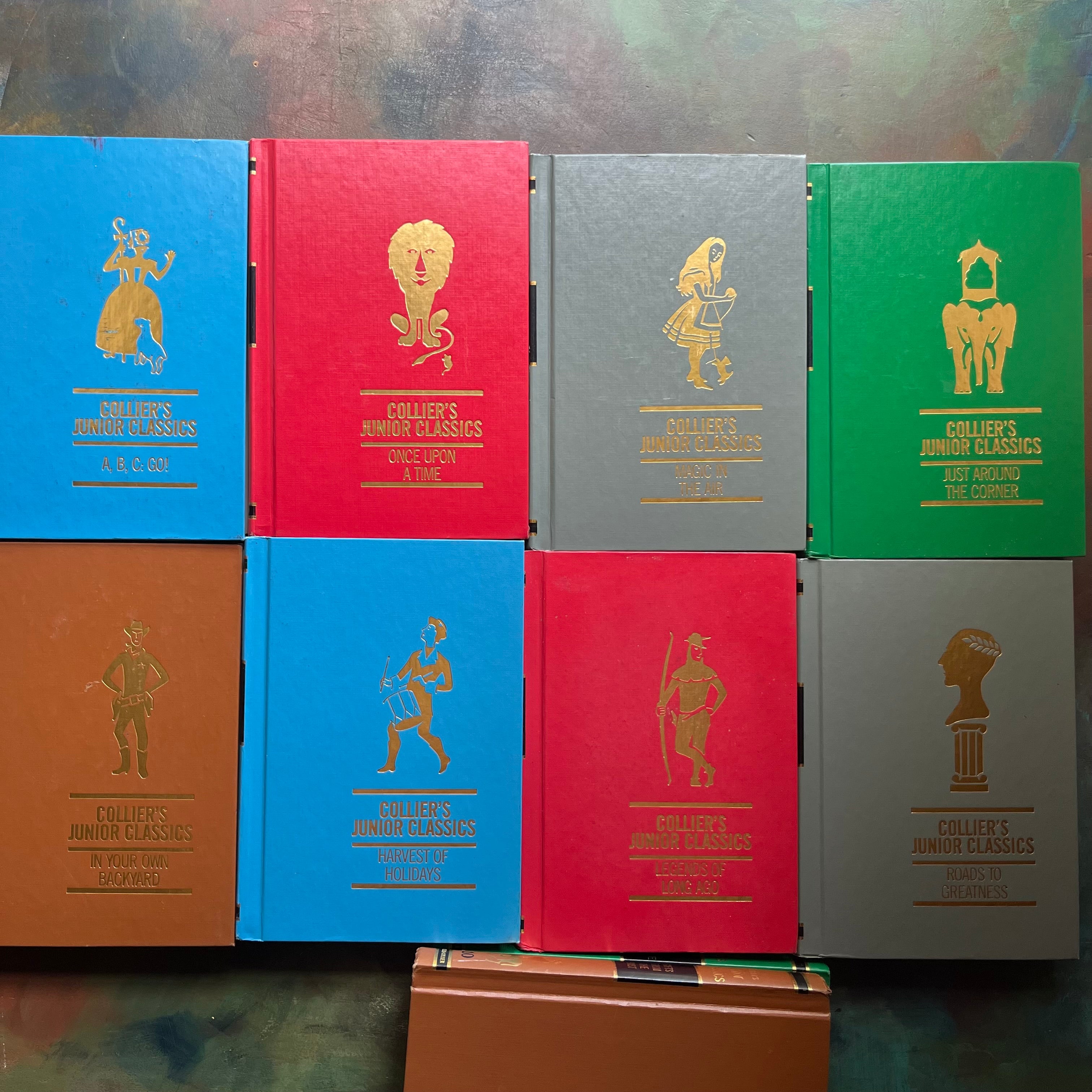 Collier's Junior Classics Complete 10 Volume Book Set-vintage children's storybooks-children's anthology of classic literature-hours of reading time-view of the front covers