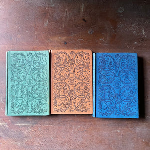 vintage collectible books, vintage children's chapter books - Companion Library Book Set-Alice in Wonderland, Bambi & The Adventures of Tom Sawyer - view of the embossed front covers with the signature illustration for this series