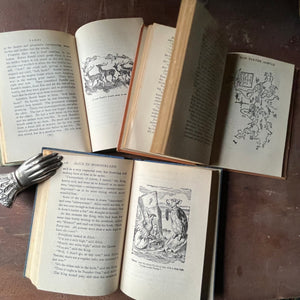 vintage collectible books, vintage children's chapter books - Companion Library Book Set-Alice in Wonderland, Bambi & The Adventures of Tom Sawyer - view of the black & white illustrations