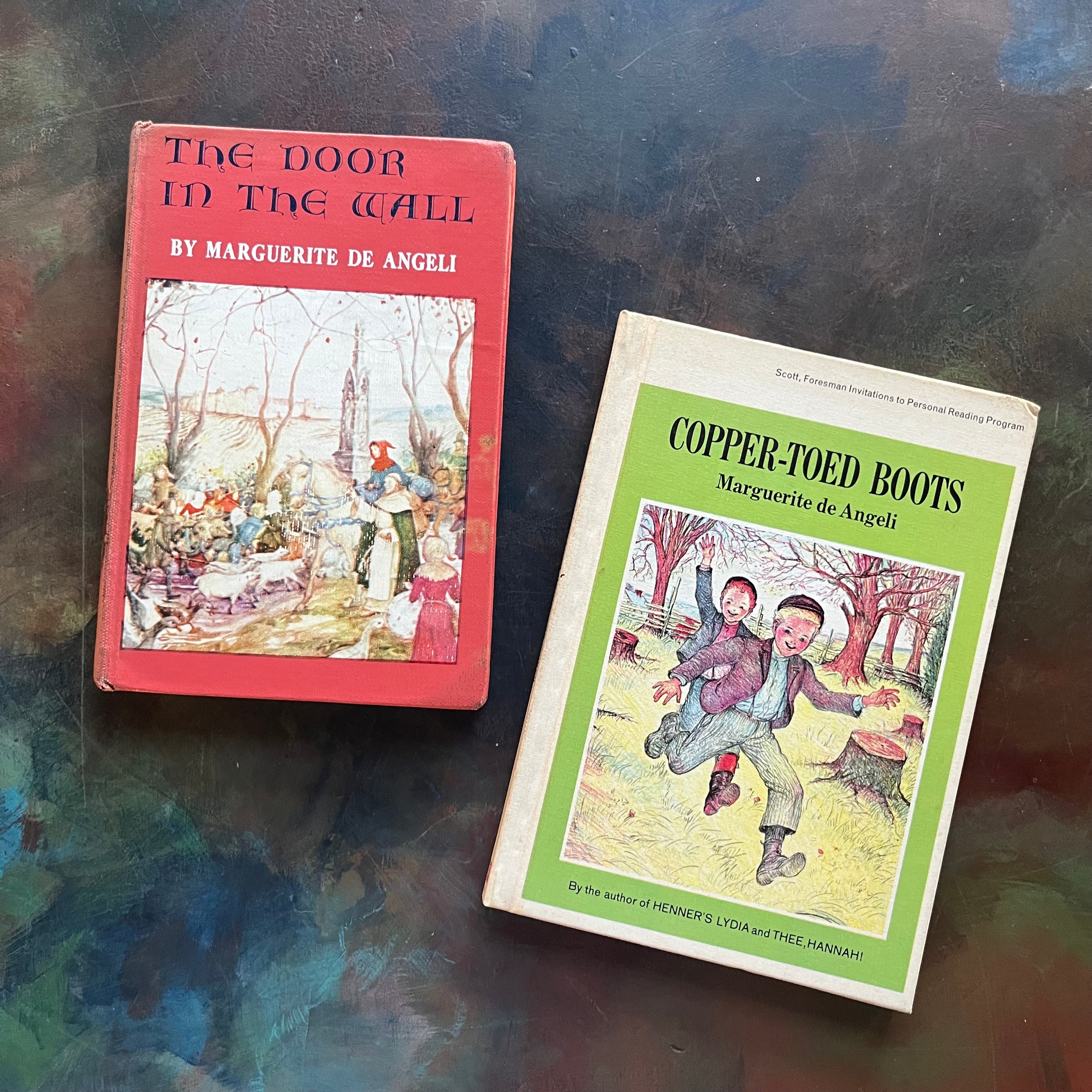 Copper-Toed Boots-The Door in the Wall-Marguerite de Angeli-children's historical fiction-1950 Newbery Award Winner-view of the front covers