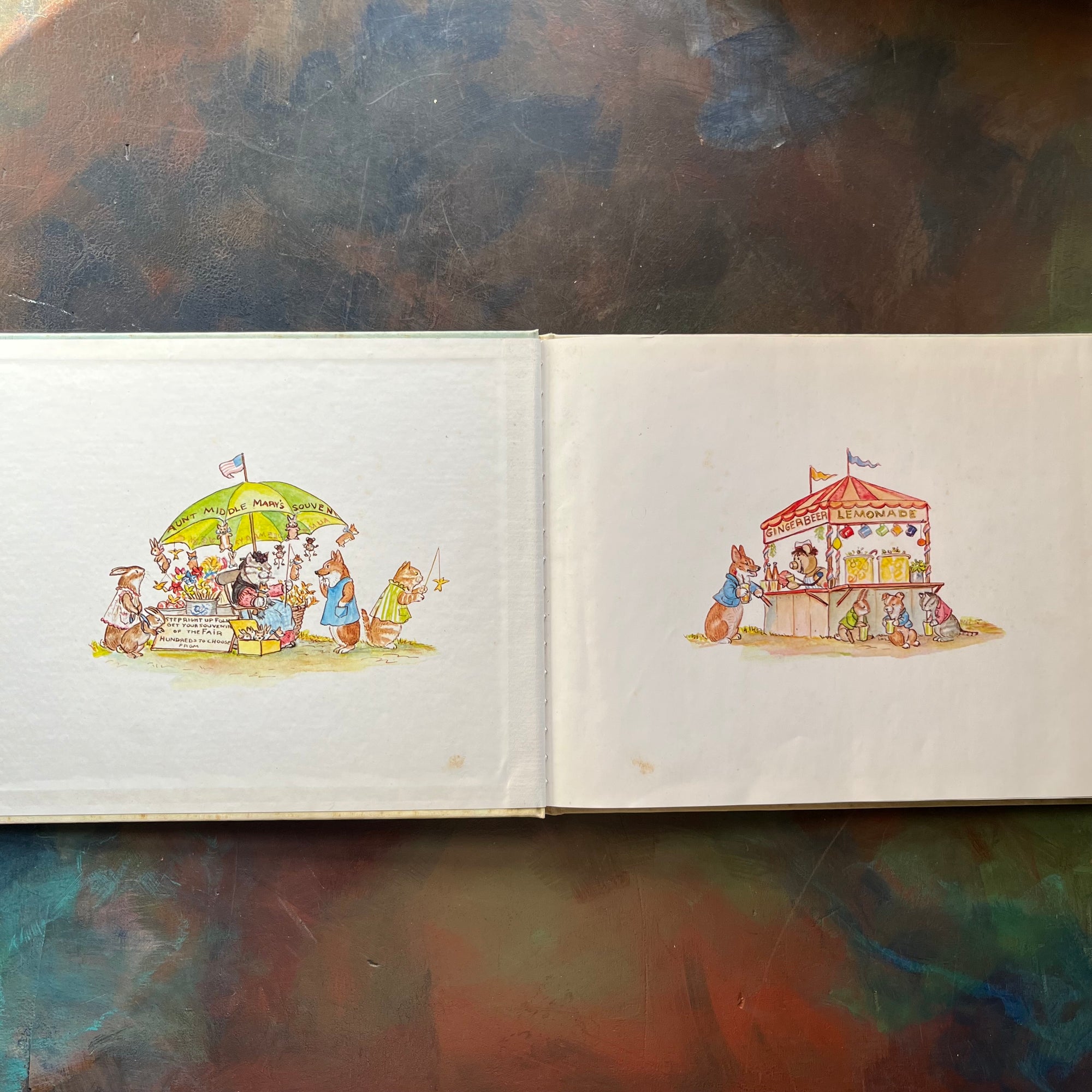 Corgiville Fair written and illustrated by Tasha Tudor-1971 First Edition-classic children's picture book-collector's edition-Corgi Dog Breed-view of the inside coer