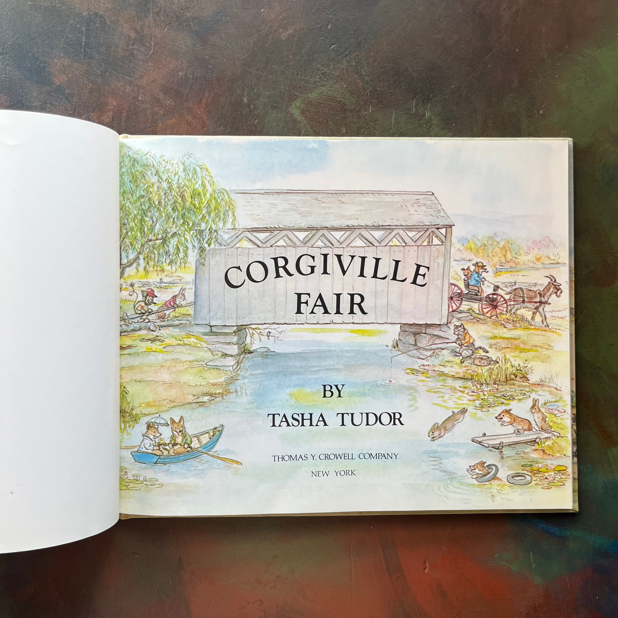 Corgiville Fair written and illustrated by Tasha Tudor-1971 First Edition-classic children's picture book-collector's edition-Corgi Dog Breed-view of the title page