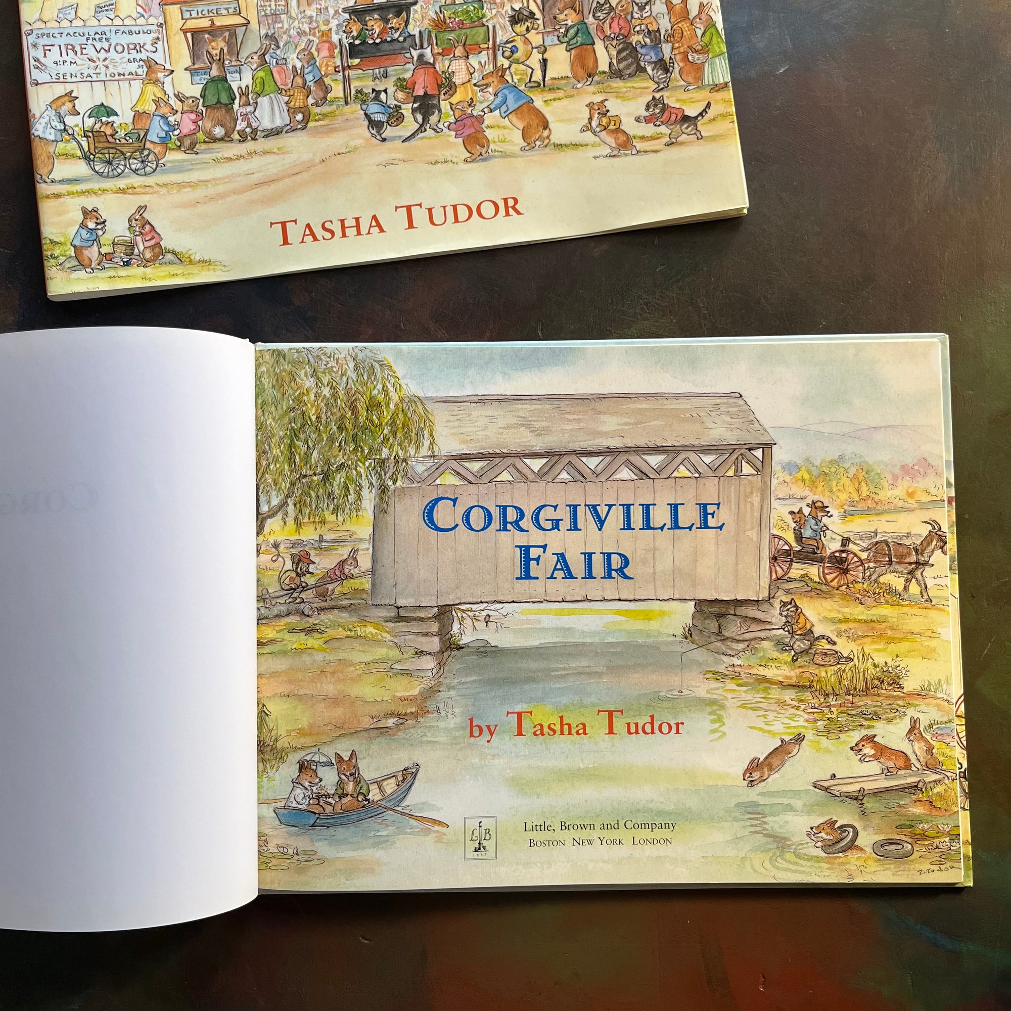 Corgiville Fair written and illustrated by Tasha Tudor-1971 First Edition-classic children's picture book-collector's edition-corgi dogs-view of the title page