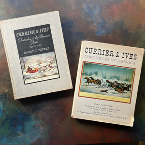 Currier & Ives Book Set-Printmakers to the American People & Chronicles of America-vintage art books-view of the front covers with a dust jacket