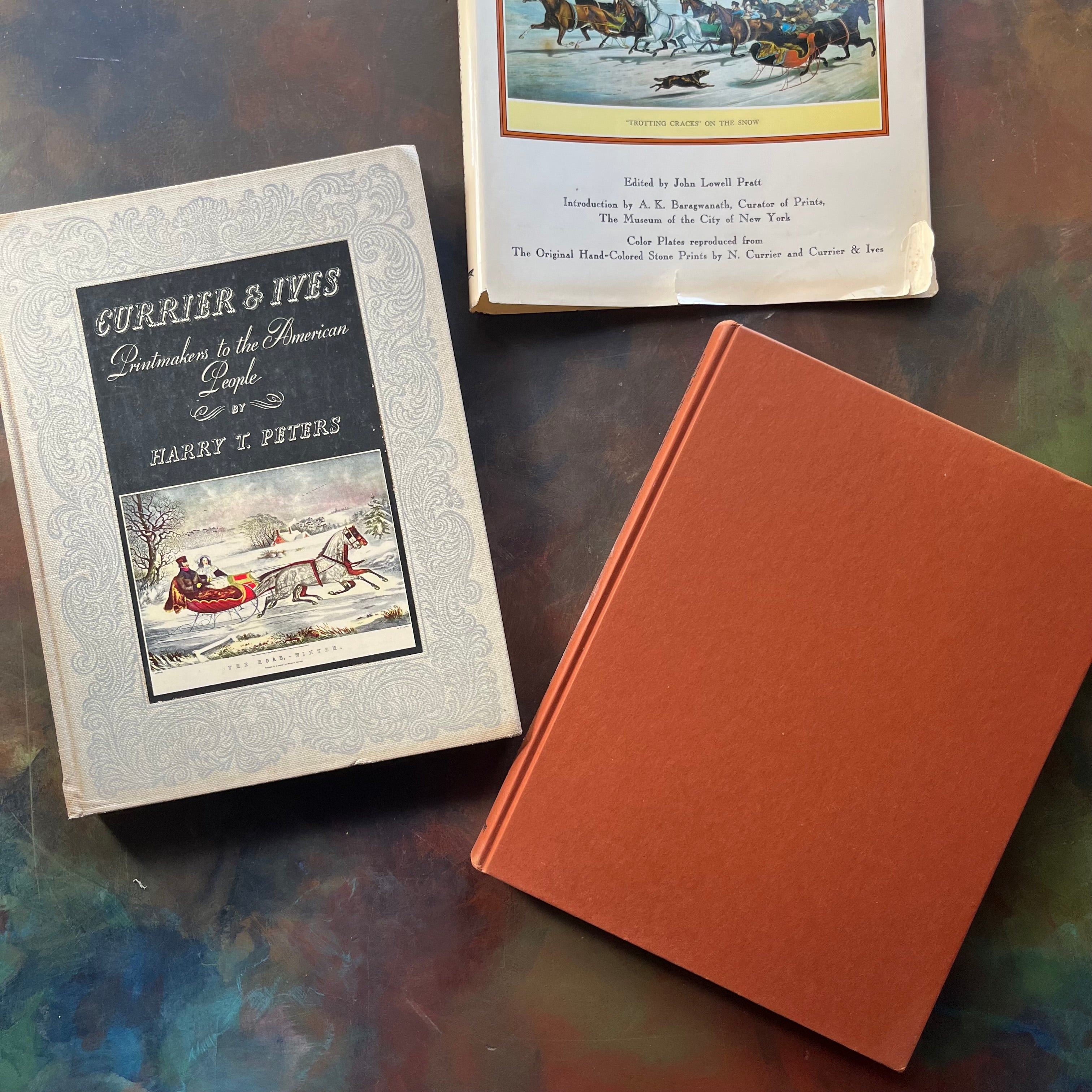 Currier & Ives Book Set-Printmakers to the American People & Chronicles of America-vintage art books-view of the front covers