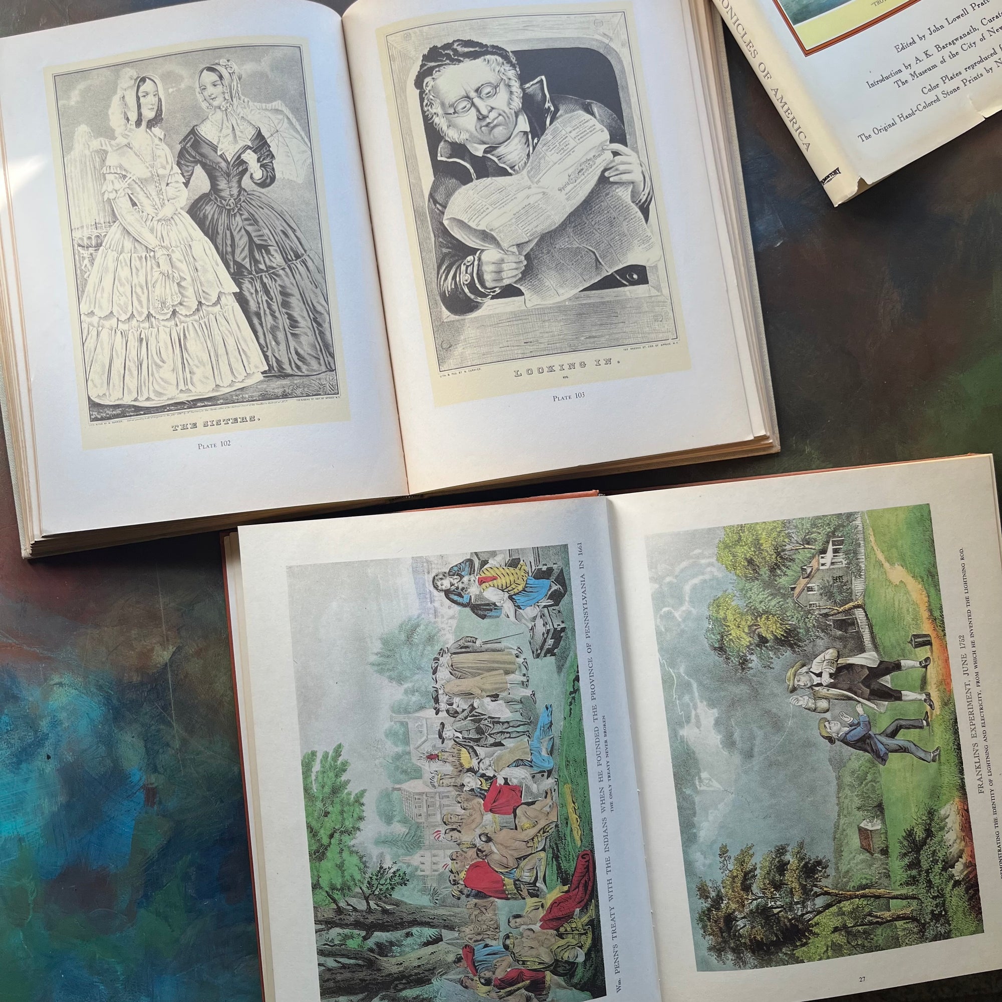 Currier & Ives Book Set-Printmakers to the American People & Chronicles of America-vintage art books-view of the illustrations/prints