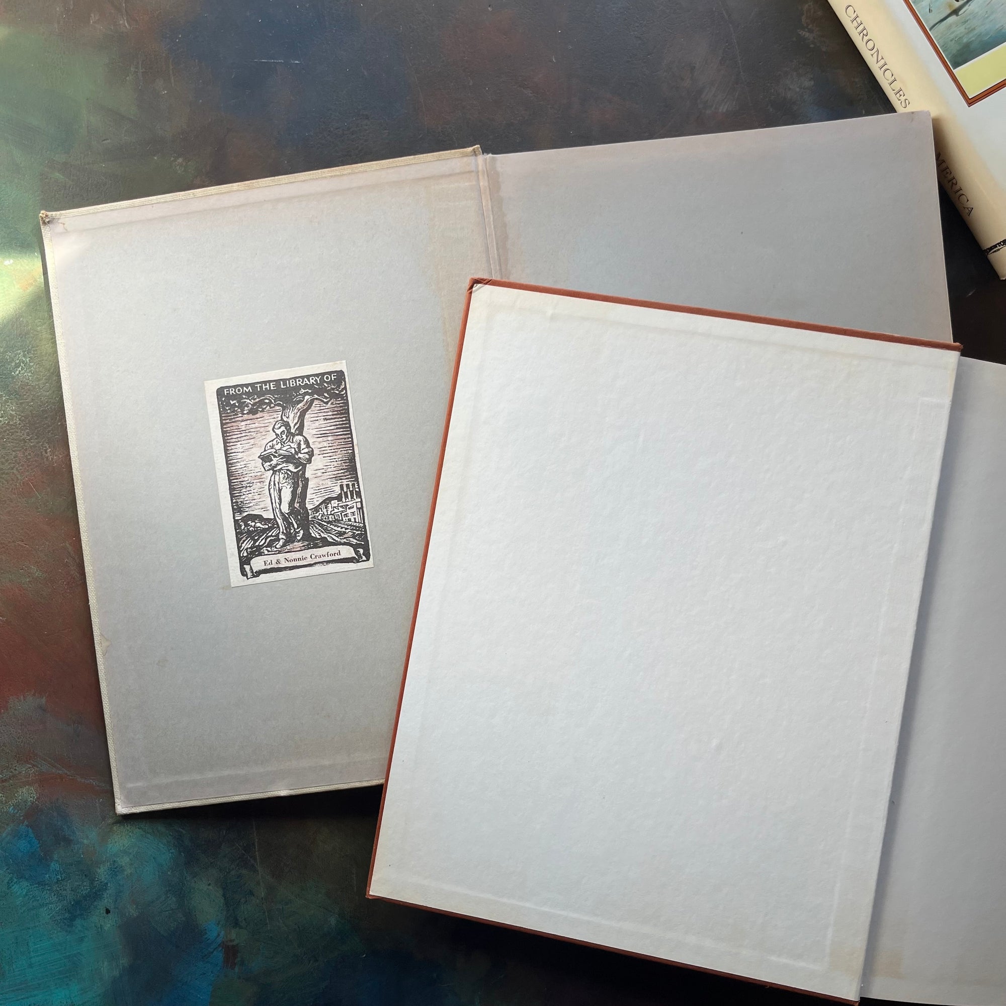 Currier & Ives Book Set-Printmakers to the American People & Chronicles of America-vintage art books-view of the inside covers