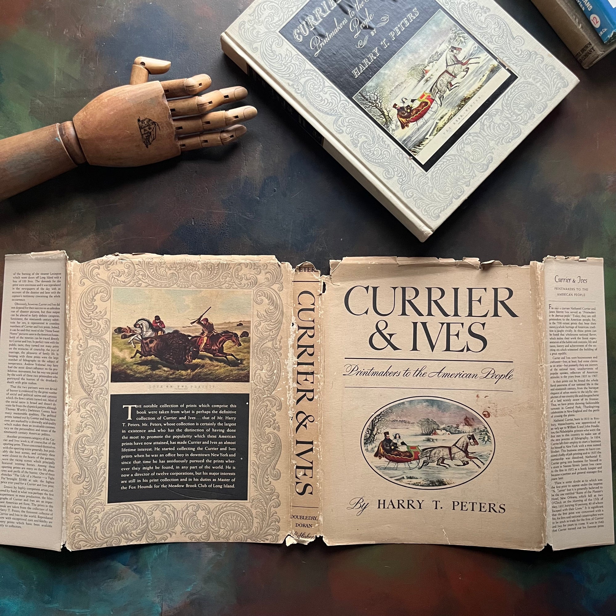 Currier & Ives Printmakers to the American People by Harry T. Peters-antique art books-antique prints-American Landscape-America250-view of the outside of the dust jacket