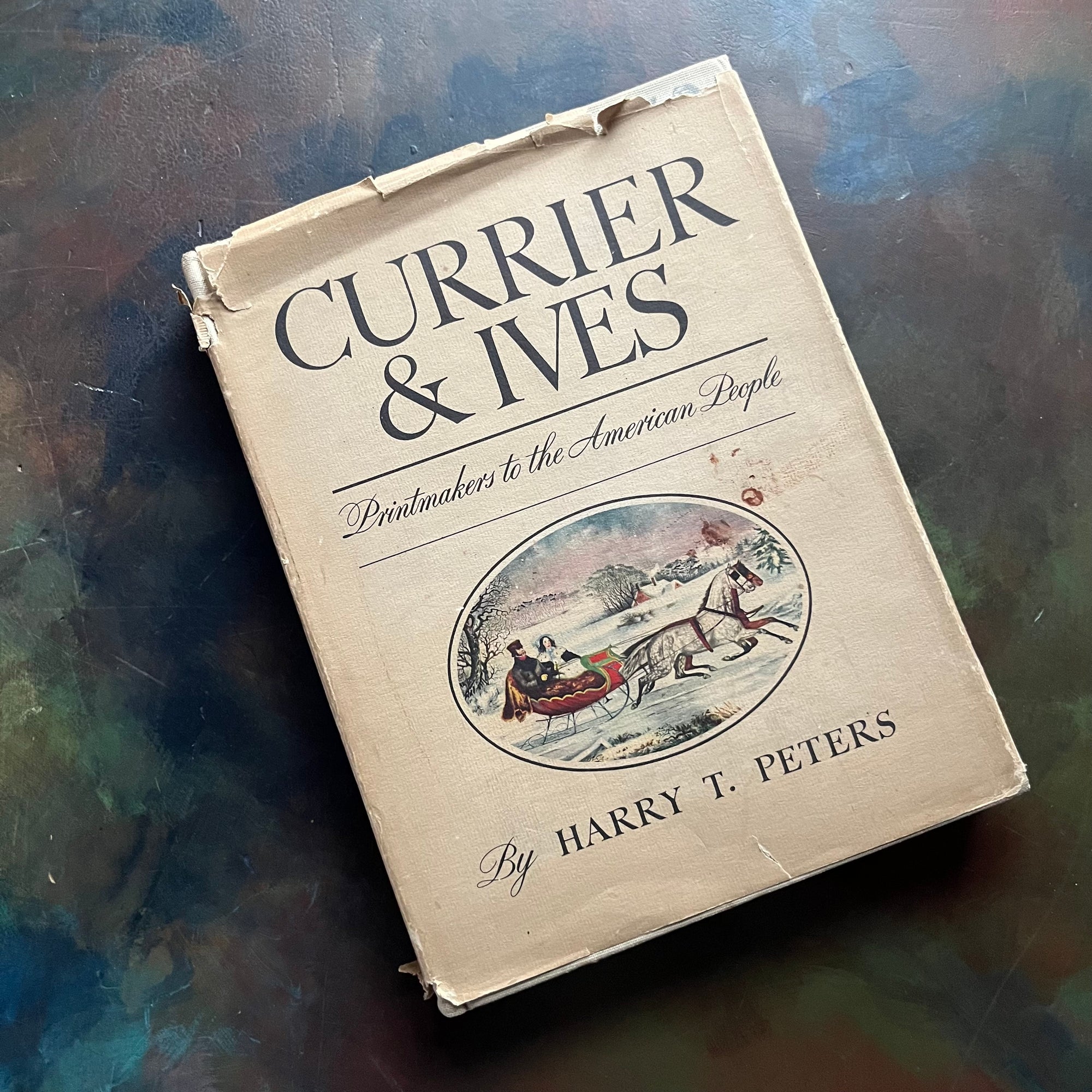 Currier & Ives Printmakers to the American People by Harry T. Peters-antique art books-antique prints-American Landscape-America250-view of the dust jacket's front cover