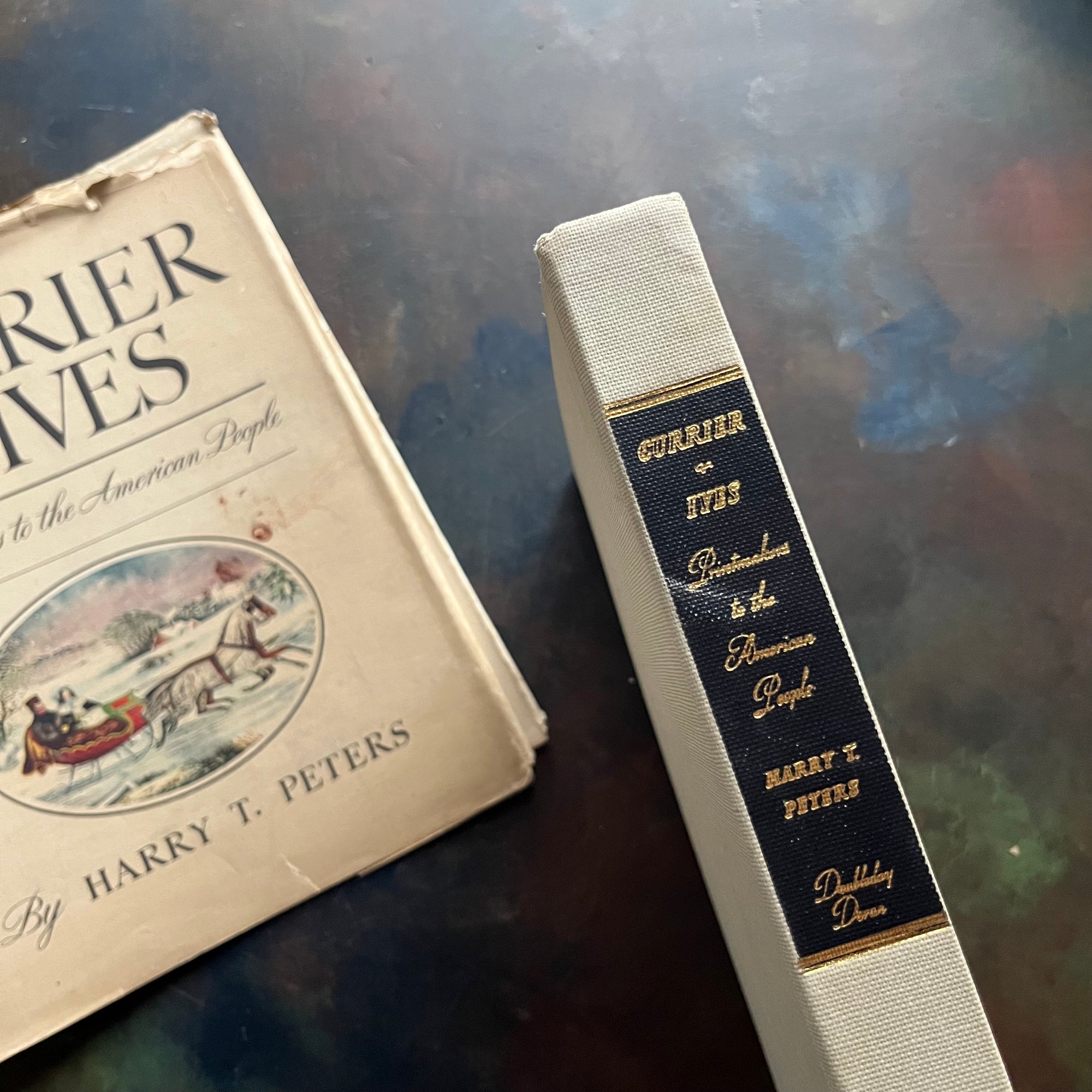 Currier & Ives Printmakers to the American People by Harry T. Peters-antique art books-antique prints-American Landscape-America250-view of the spine