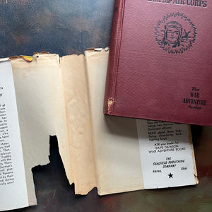 Dave Dawson The War Adventure Books-Dave Dawson with the Flying Tigers-Dave Dawson with the Air Corps-R. Sidney Bowen-antique adventure books for boys-view of the condition of the book and dust jacket
