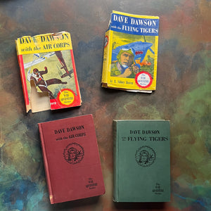 Dave Dawson The War Adventure Books-Dave Dawson with the Flying Tigers-Dave Dawson with the Air Corps-R. Sidney Bowen-antique adventure books for boys-view of the front covers