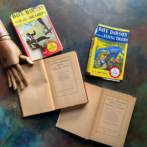 Dave Dawson The War Adventure Books-Dave Dawson with the Flying Tigers-Dave Dawson with the Air Corps-R. Sidney Bowen-antique adventure books for boys-view of the title pages
