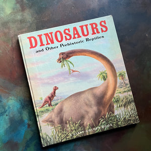 Dinosaurs and Other Prehistoric Reptiles written by Jane Werner Watson with illustrations by Rudolph F. Zallinger-A Giant Golden Book-1960's children's picture book-living science book for children-view of the front cover