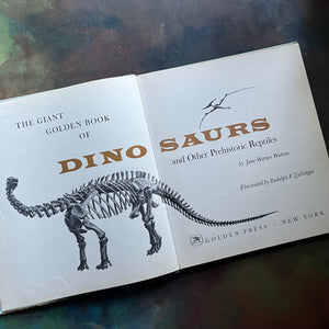 Dinosaurs and Other Prehistoric Reptiles written by Jane Werner Watson with illustrations by Rudolph F. Zallinger-A Giant Golden Book-1960's children's picture book-living science book for children-view of the title page