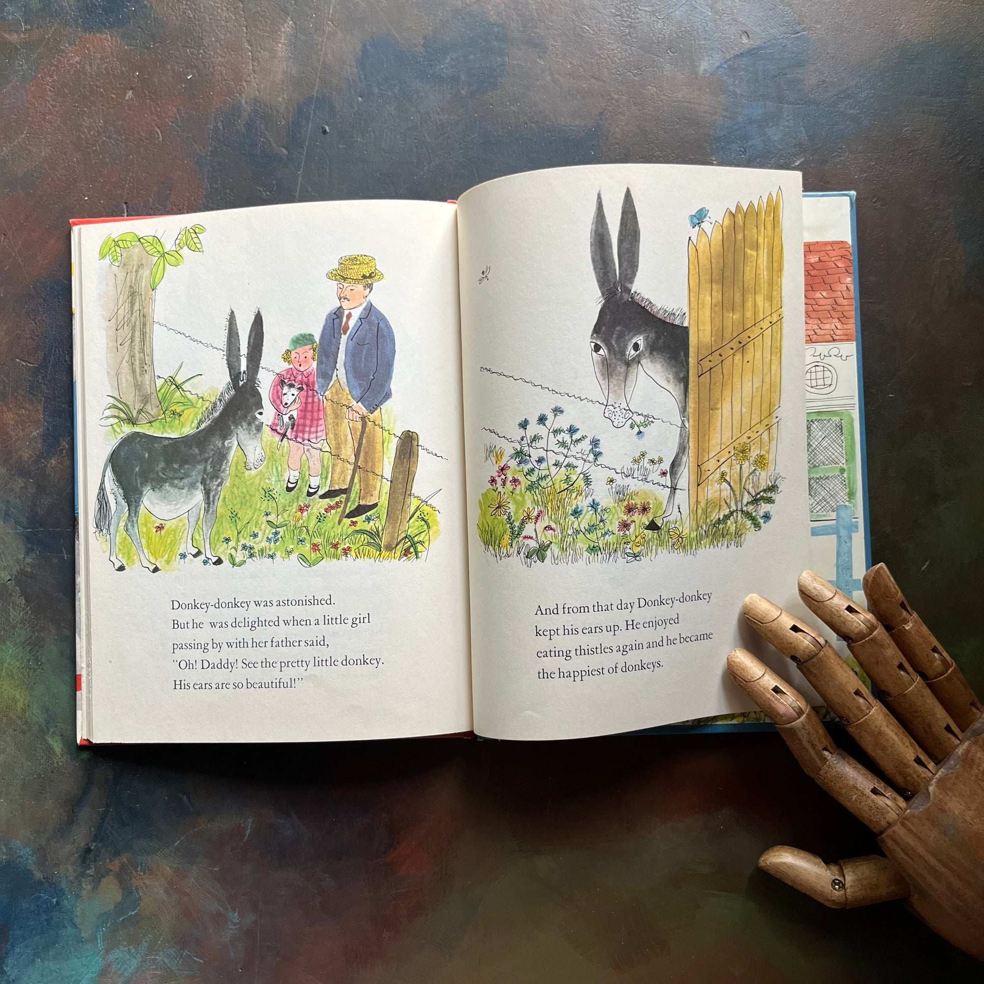 Donkey-Donkey Written & illustrated by Roger Duvoisin-Parent's Magazine Press Edition-vintage children's picture book-view of the illustrations