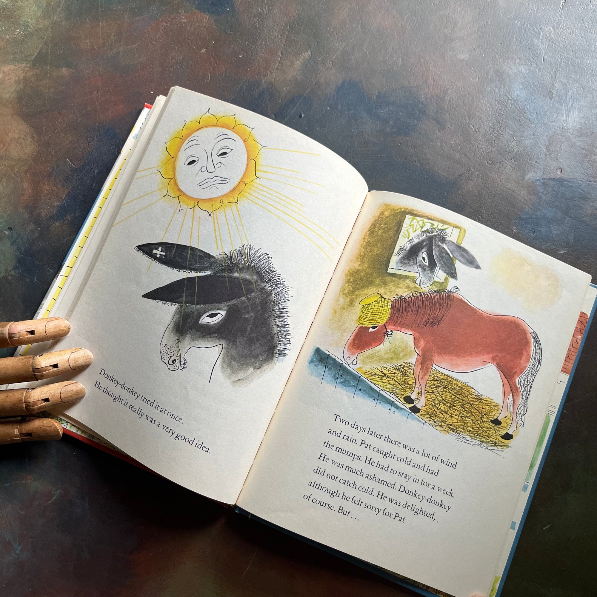 Donkey-Donkey Written & illustrated by Roger Duvoisin-Parent's Magazine Press Edition-vintage children's picture book-view of the illustrations