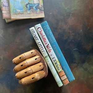 E.B. White Children's Book Set-Stuart Little-Charlotte's Web-The Trumpet of the Swan-illustrated by Garth Williams and Edward Frascino-vintage children's chapter books-view of the spines