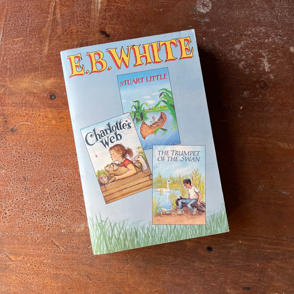 E.B. White Three Books in One Volume, softcover book-illustrations by Garth Williams & Edward Frascino-vintage children's chapter books-front cover