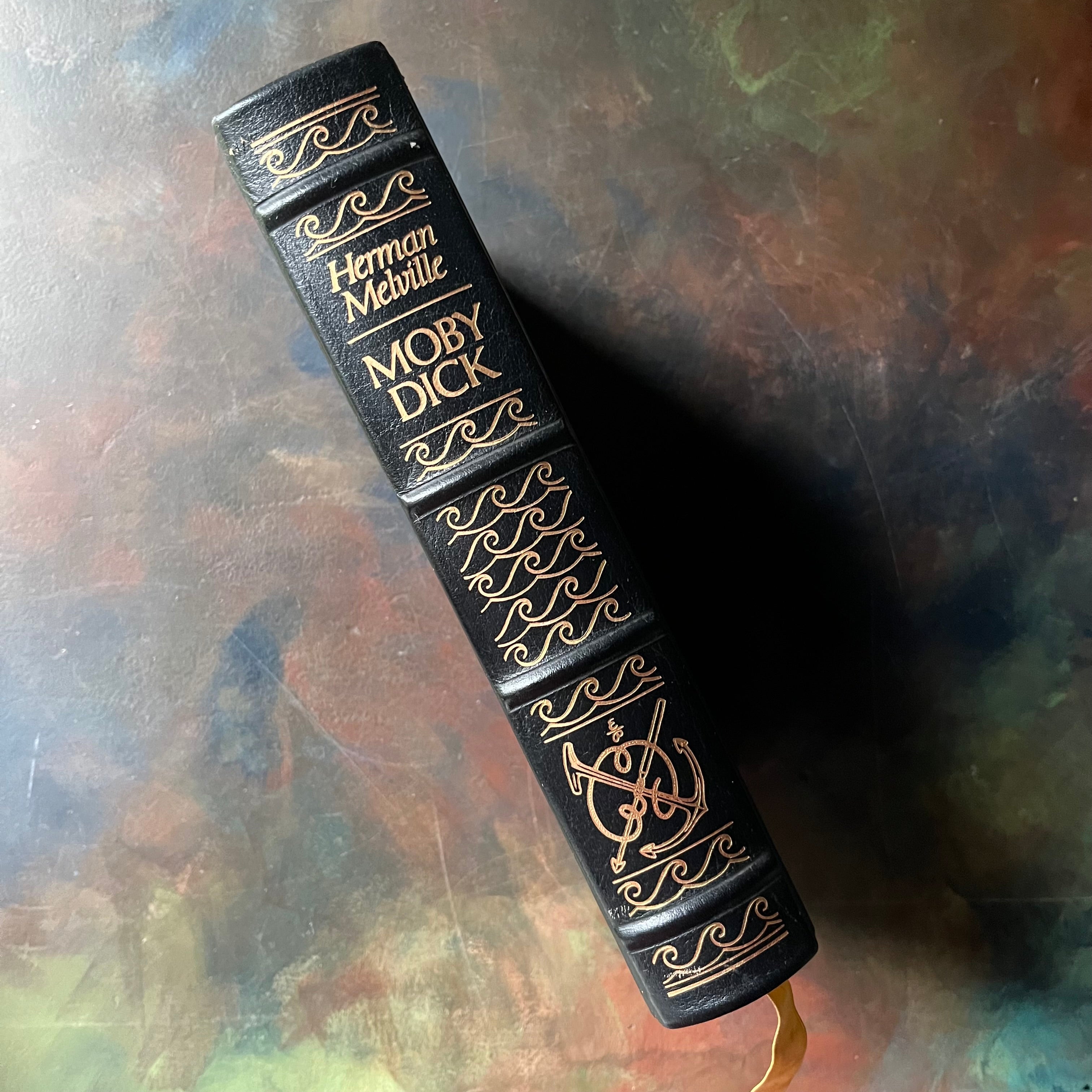 Easton Press Edition of Moby Dick or The Whale written by Herman Melville with illustrations by Broadhead Robinson-classic literature-view of the spine