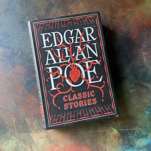 Edgar Allan Poe Classic Stories-Barnes & Noble Collectible Editions Series-Leatherbound-short stories-macabre-view of the front cover with a heart intertwined in the name