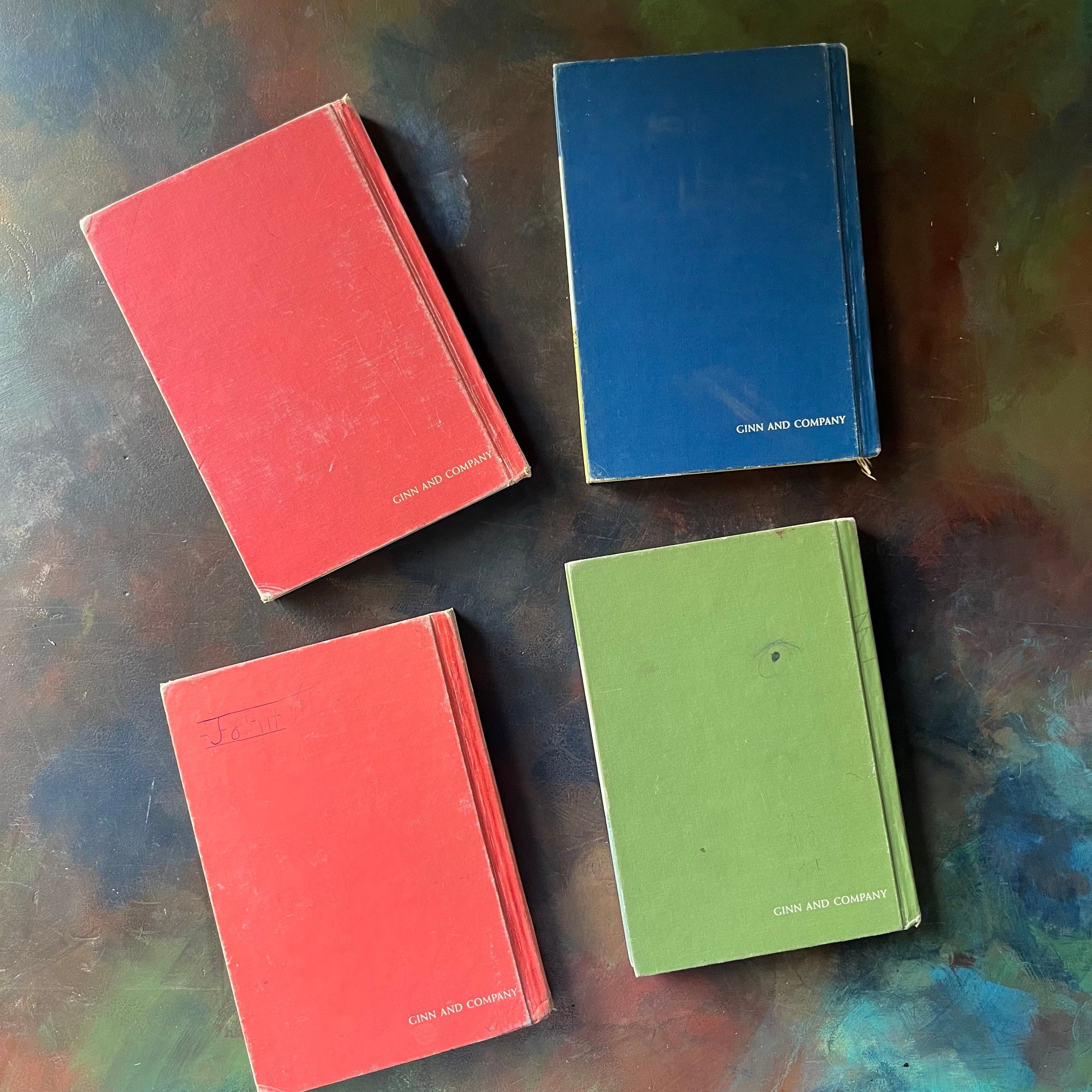 Faith & Freedom Basic Readers Book Set by Ginn and Company-vintage school books-reading comprehension-Parochial Schoolbooks-Catholic School-view of the back covers