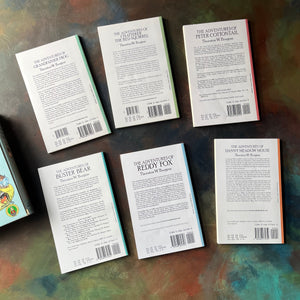 Favorite Thornton Burgess Stories Box Set-6 Complete Unabridged Stories written by Thornton W. Burgess with illustrations by Harrison Cady-vintage short stories for children-beginner reading books for children-view of the back of the books