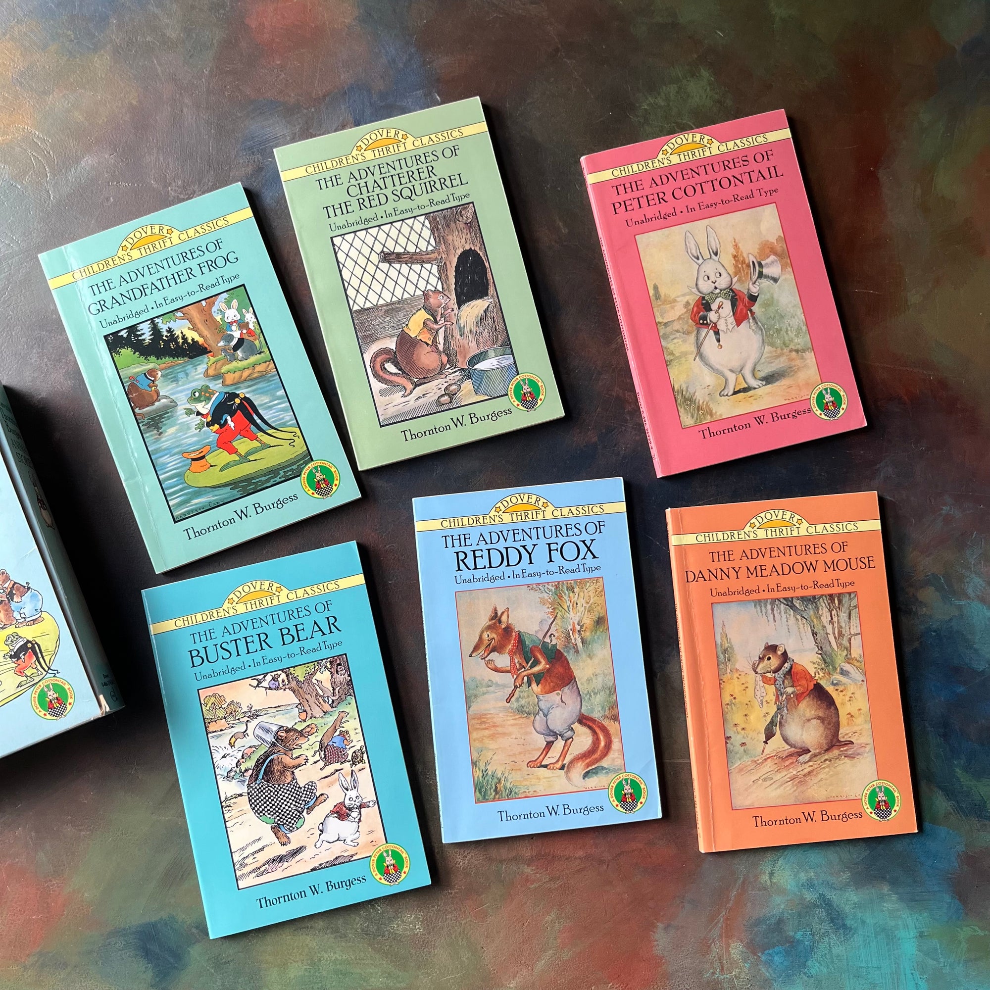 Favorite Thornton Burgess Stories Box Set-6 Complete Unabridged Stories written by Thornton W. Burgess with illustrations by Harrison Cady-vintage short stories for children-beginner reading books for children-view of the front covers