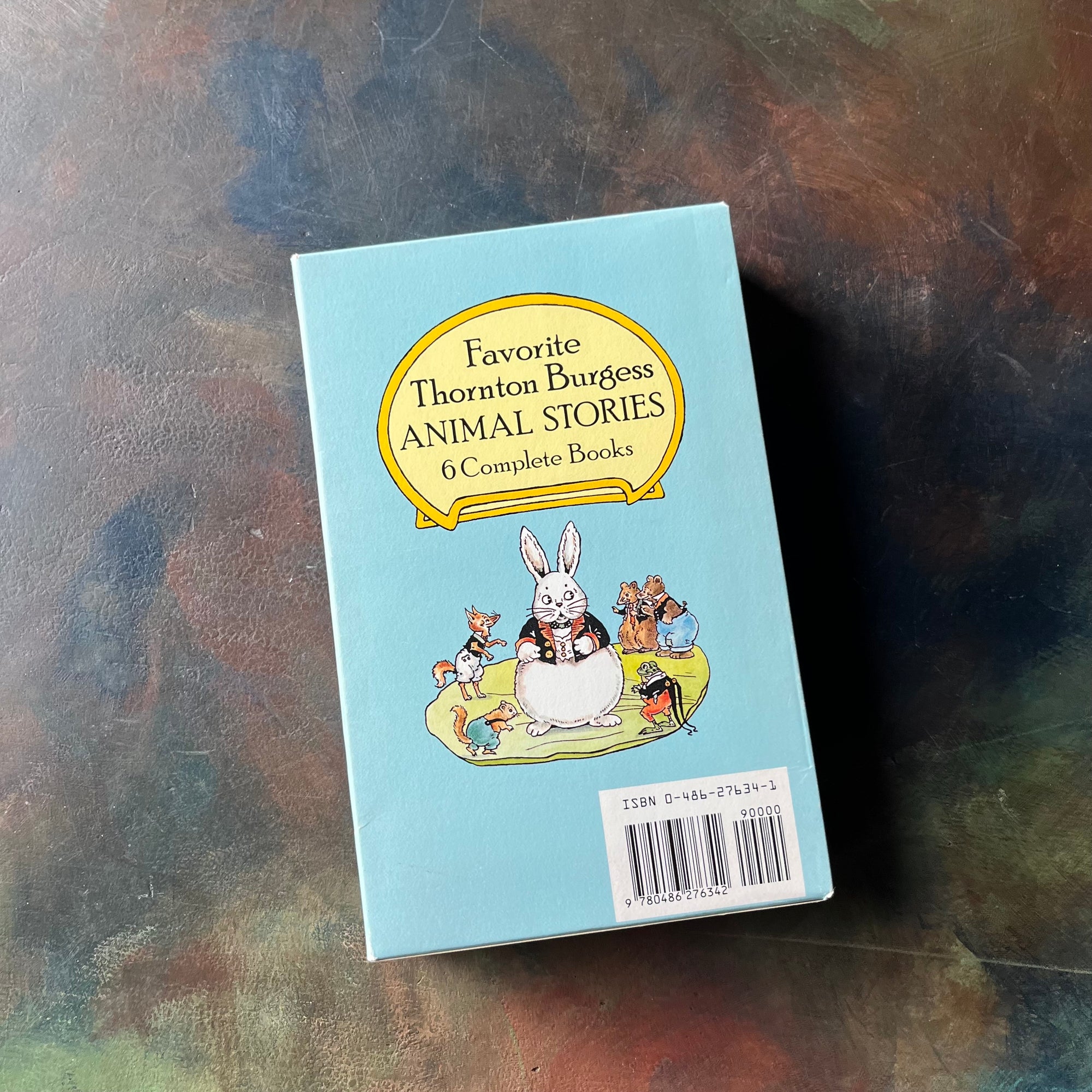 Favorite Thornton Burgess Stories Box Set-6 Complete Unabridged Stories written by Thornton W. Burgess with illustrations by Harrison Cady-vintage short stories for children-beginner reading books for children-view of the side of the box sleeve