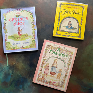 Five Senses, A Time to Keep and The Springs of Joy-written & illustrated by Tasha Tudor-classic children's stories-view of the dust jacket's front covers