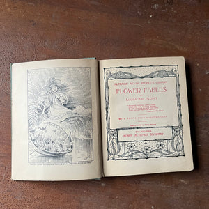 antique children's book - 1898 Altemus' Young People's Library Edition of Flower Fables by Louisa May Alcott - view of the title page