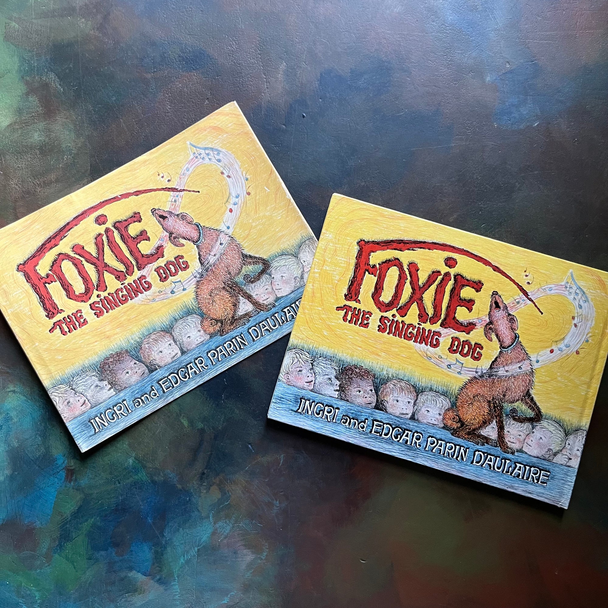 Foxie by Ingri and Edgar Parin D'Aulaire-1969 First Edition-Foxie the Singing Dog-vintage children's picture book-view of the back cover