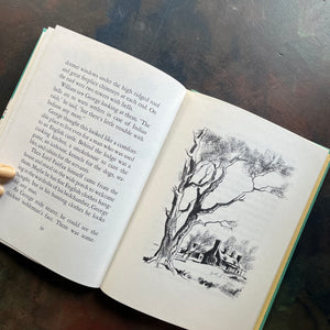 Goerge Washington's Birthdays written by Wilma Pitchfod Hays-with illustrations by Peter Burchard - A Weekly Reader Books-Young Washington Biography-view of the illustration of Lord Fairfax's Lodge in the Virginia Wilderness