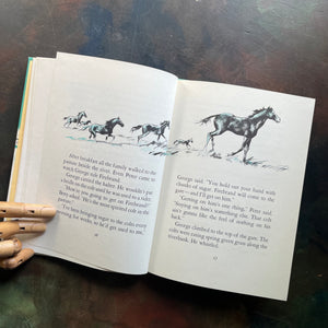 Goerge Washington's Birthdays written by Wilma Pitchfod Hays-with illustrations by Peter Burchard - A Weekly Reader Books-Young Washington Biography-view of the illustrations of horses