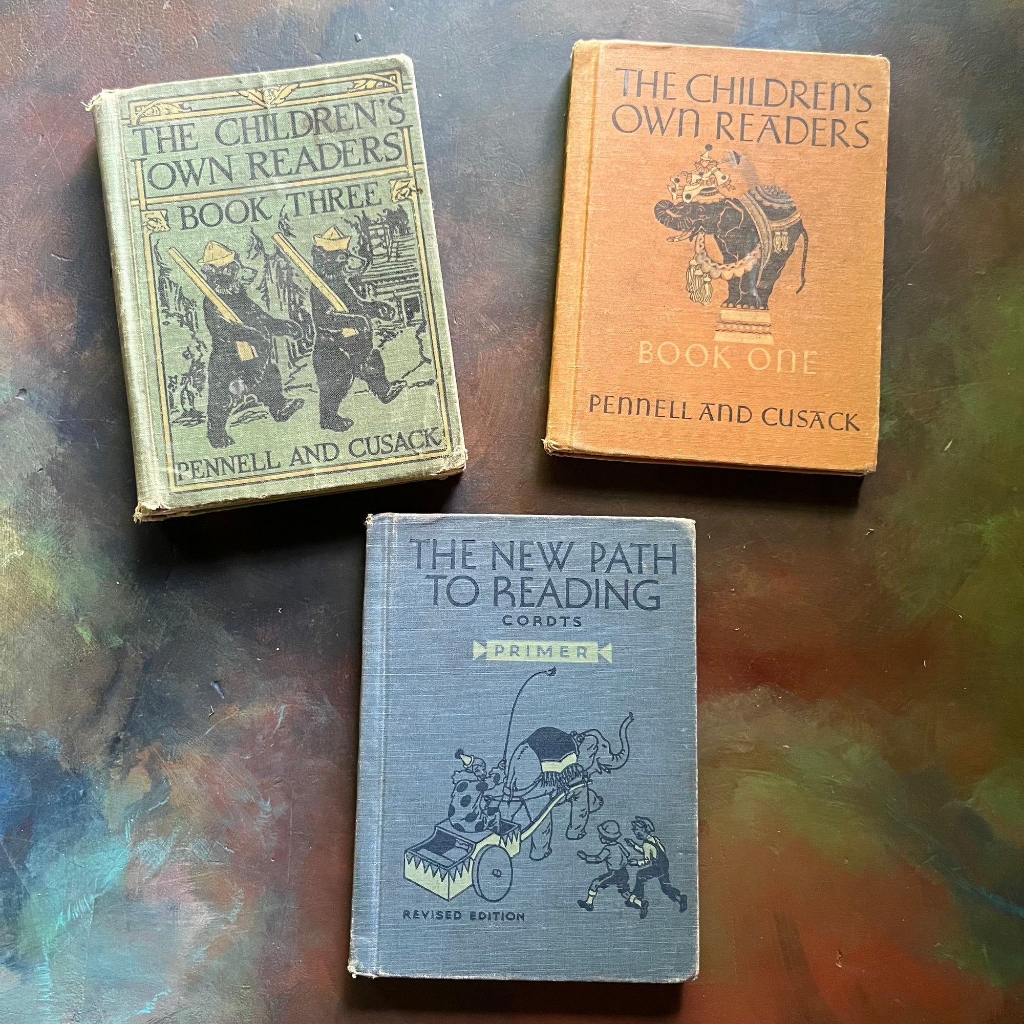 Ginn and Company Vintage Schoolbooks-The New Path to Reading, The Children's Own Readers & The Children's Own Readers Book Three-view of the front covers
