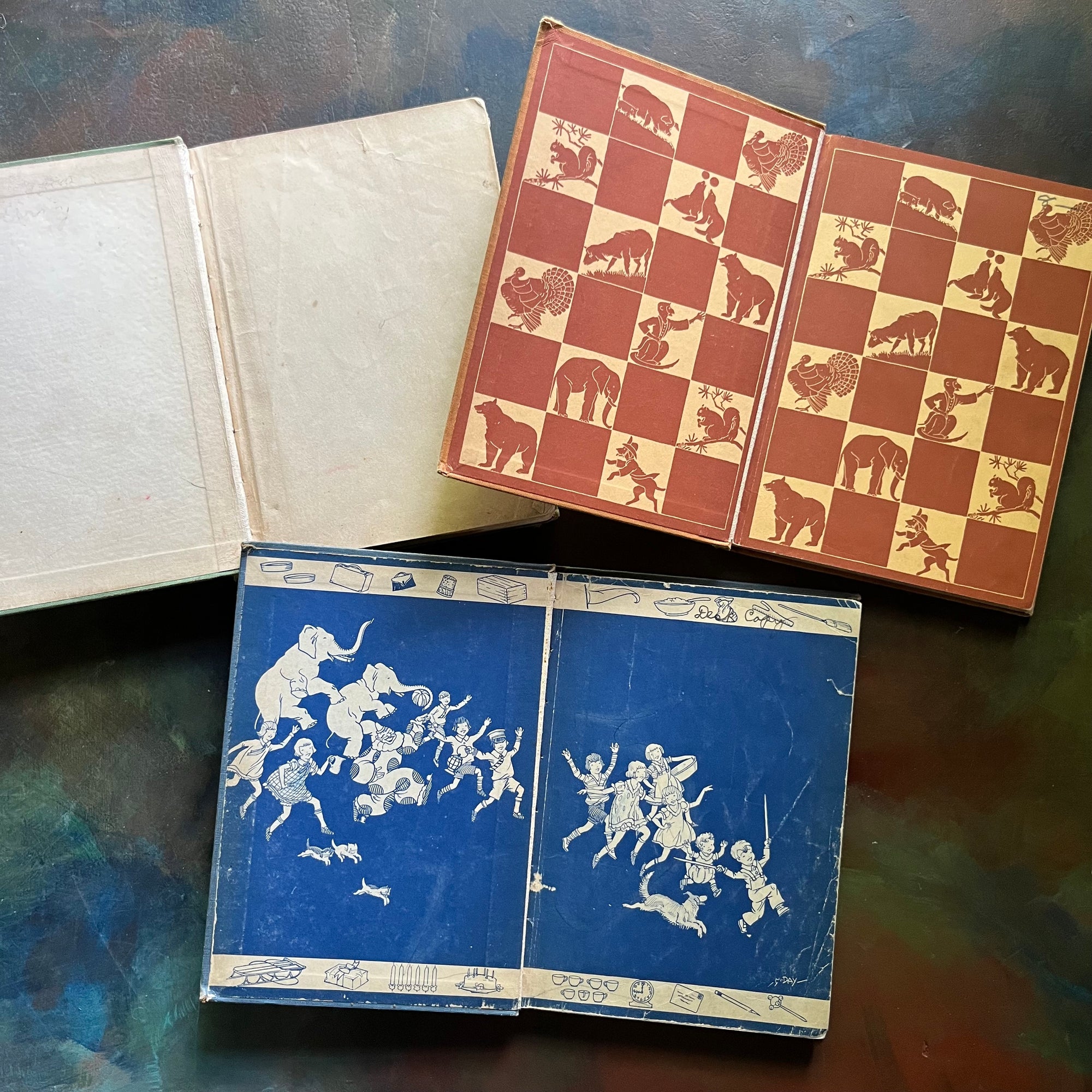 Ginn and Company Vintage Schoolbooks-The New Path to Reading, The Children's Own Readers & The Children's Own Readers Book Three-view of the inside covers
