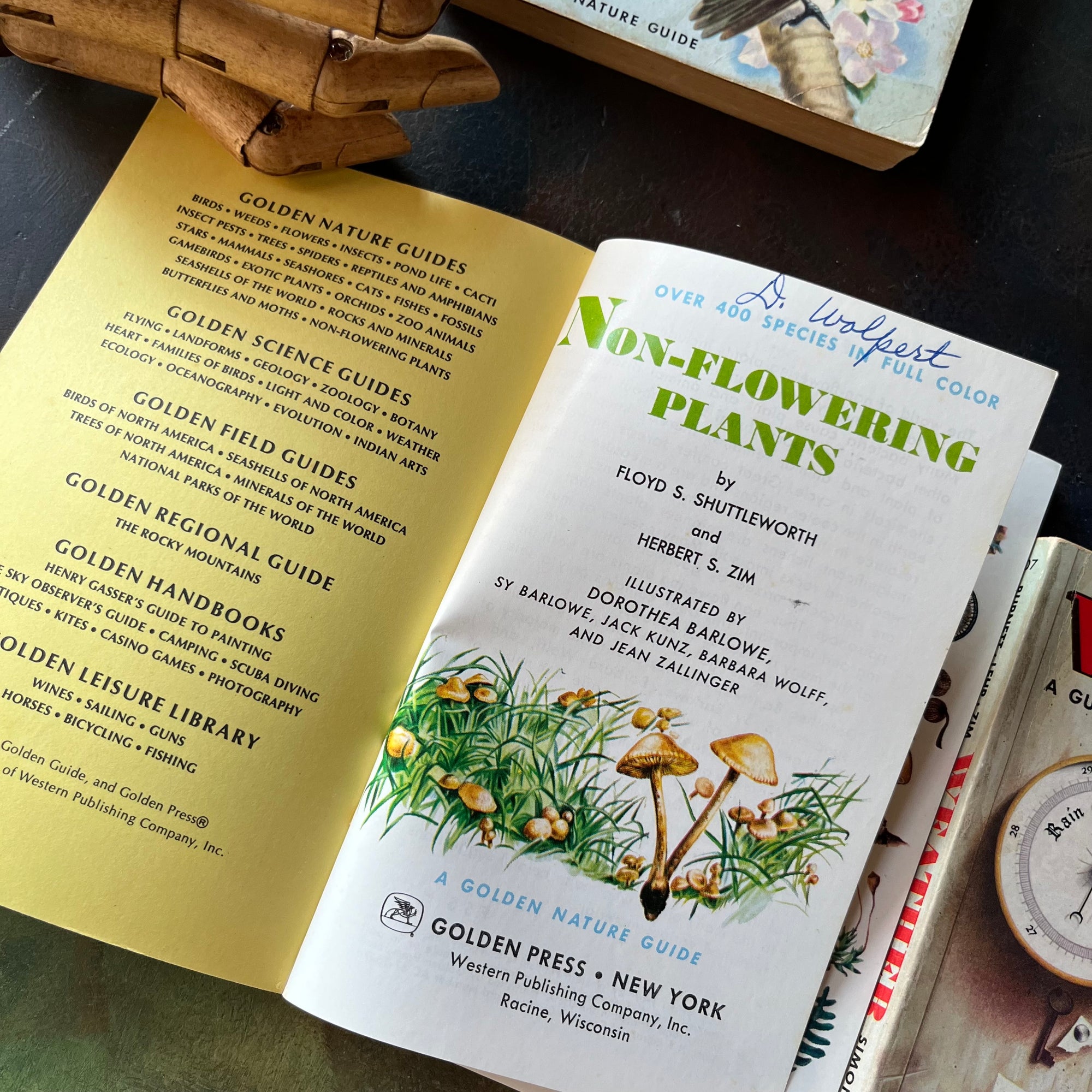 Golden Guides Set-Birds-Rocks & Minerals-Seashores-Non-Flowering Plants-Weather-vintage nature guides-vintage pocket nature guides-view of the title page