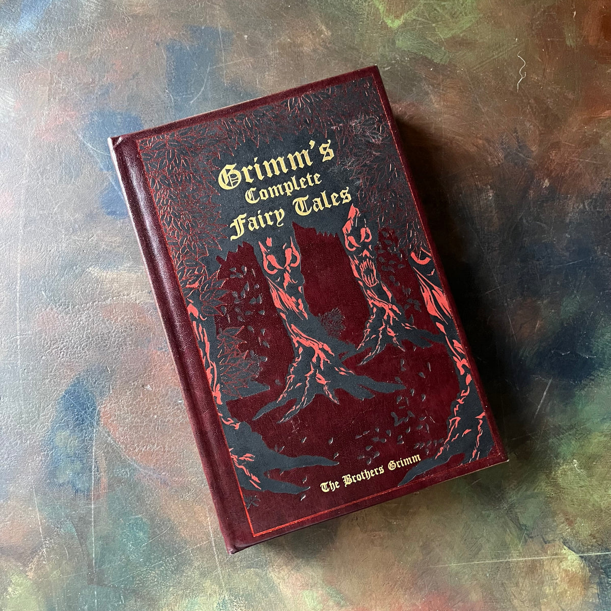 Grimm's Complete Fairy Tales by The Brother's Grimm-Canterbury Classics Leatherbound Edition-classic Fairy Tales for all ages-view of the embossed front cover in Leather