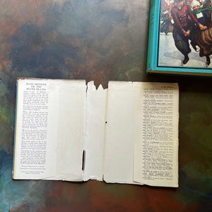 Hans Brinker or the Silver Skates by Mary Mapes Dodge with illustrations by N. C. Wyeth & Peter Hurd-antique children's chapter book-view of the dust jacket's inside flaps - note condition