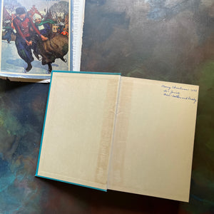 Hans Brinker or the Silver Skates by Mary Mapes Dodge with illustrations by N. C. Wyeth & Peter Hurd-antique children's chapter book-view of the inside cover