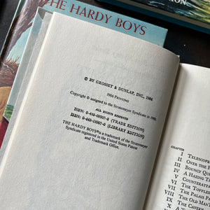 Hardy Boys Mysteries written by Franklin W. Dixon - this is a Starter Set of Volumes 1-10-vintage children's mystery books-wholesome kids books for the whole family-view of the copyright page