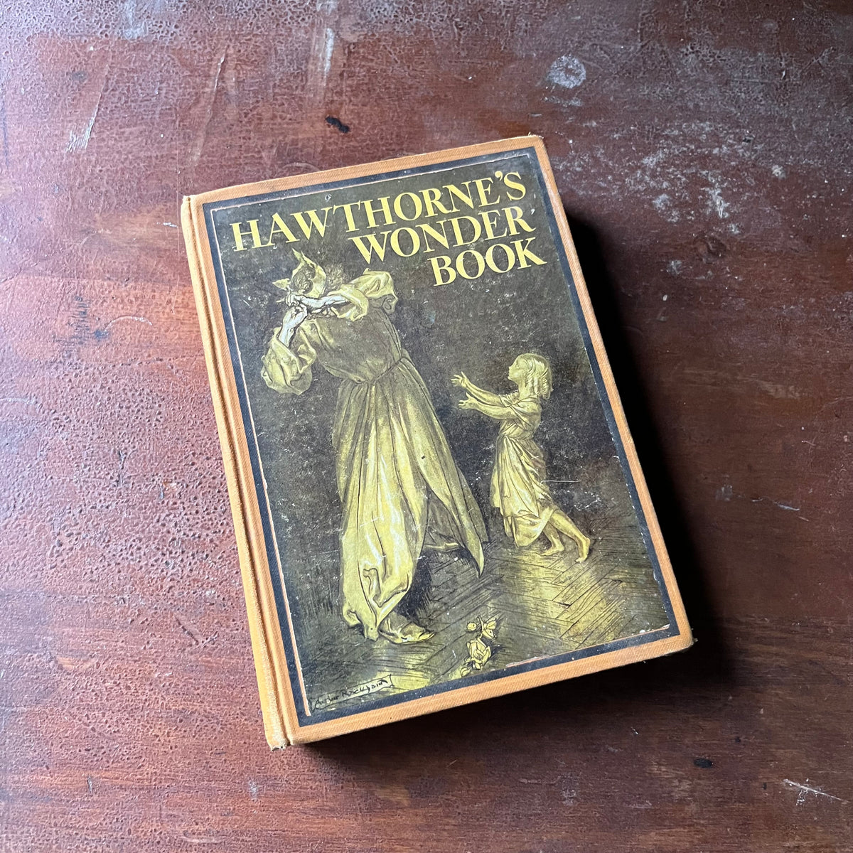 vintage children's fairy tales & folk lore - Hawthorne's Wonder Book written by Nathaniel Hawthorne with illustrations by Arthur Rackman - view of the front cover 