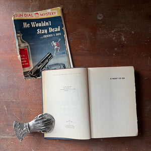 A Sundial Mystery, vintage mystery novel  - He Wouldn't Stay Dead written by Frederick C. Davis - view of the copyright & half title pages