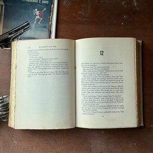 A Sundial Mystery, vintage mystery novel  - He Wouldn't Stay Dead written by Frederick C. Davis - view of the smudges & age spots on several pages