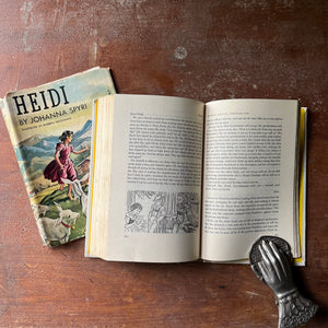 vintage children's chapter book, Junior Deluxe Editions Book - Heidi written by Johanna Spyri with illustrations by Roberta MacDonald -1954 Junior Deluxe Editions Book with Dust Jacket - view of the illustrations