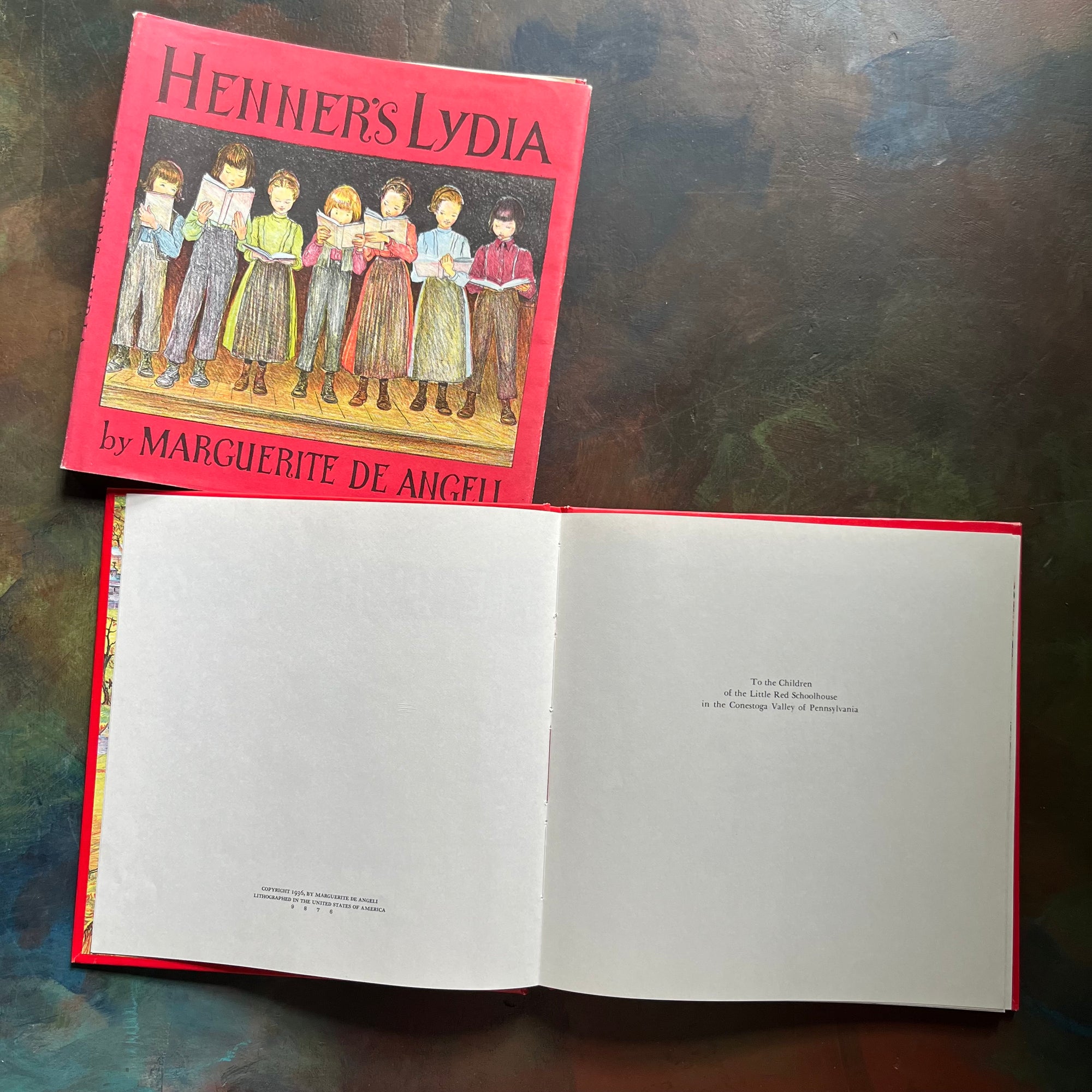 Henner's Lydia written & illustrated by Marguerite de Angeli-vintage children's chapter book-living history book-view of the copyright & dedication pages