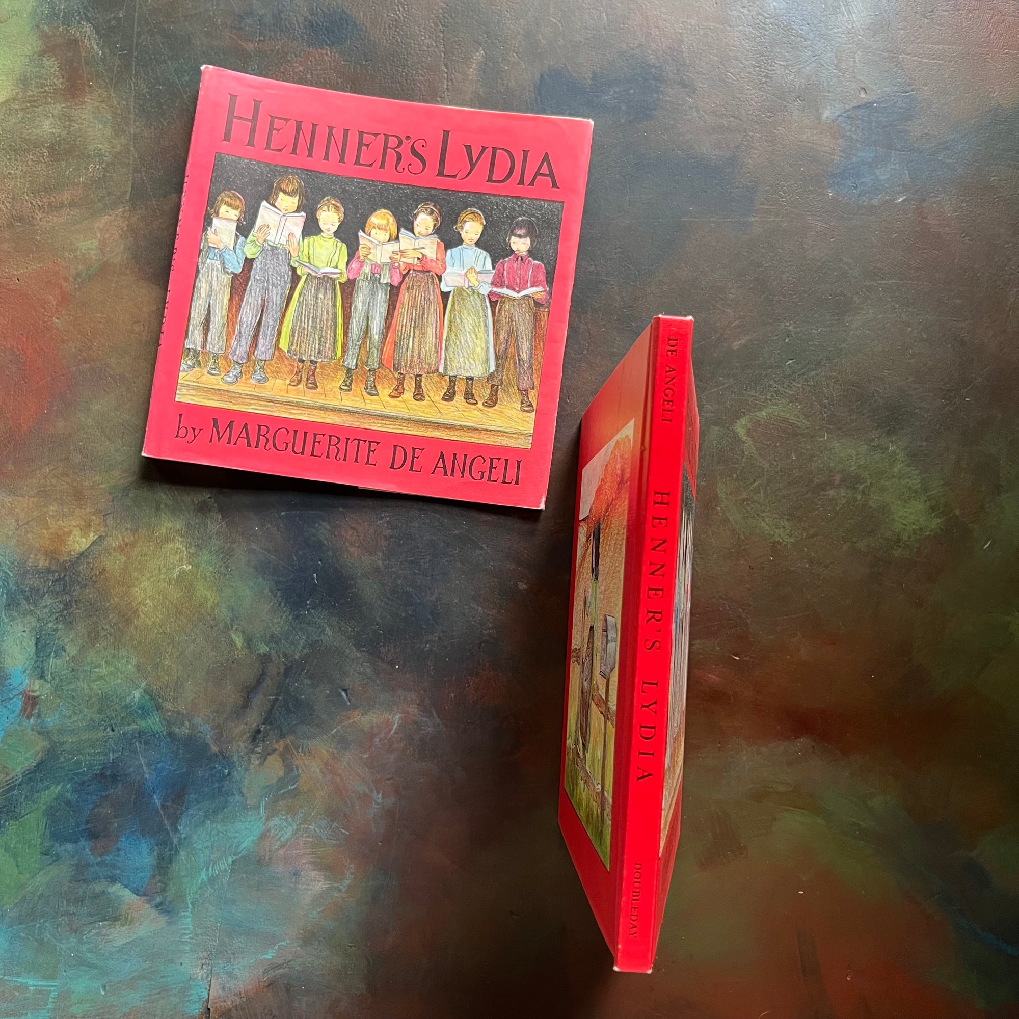 Henner's Lydia written & illustrated by Marguerite de Angeli-vintage children's chapter book-living history book-view of the spine