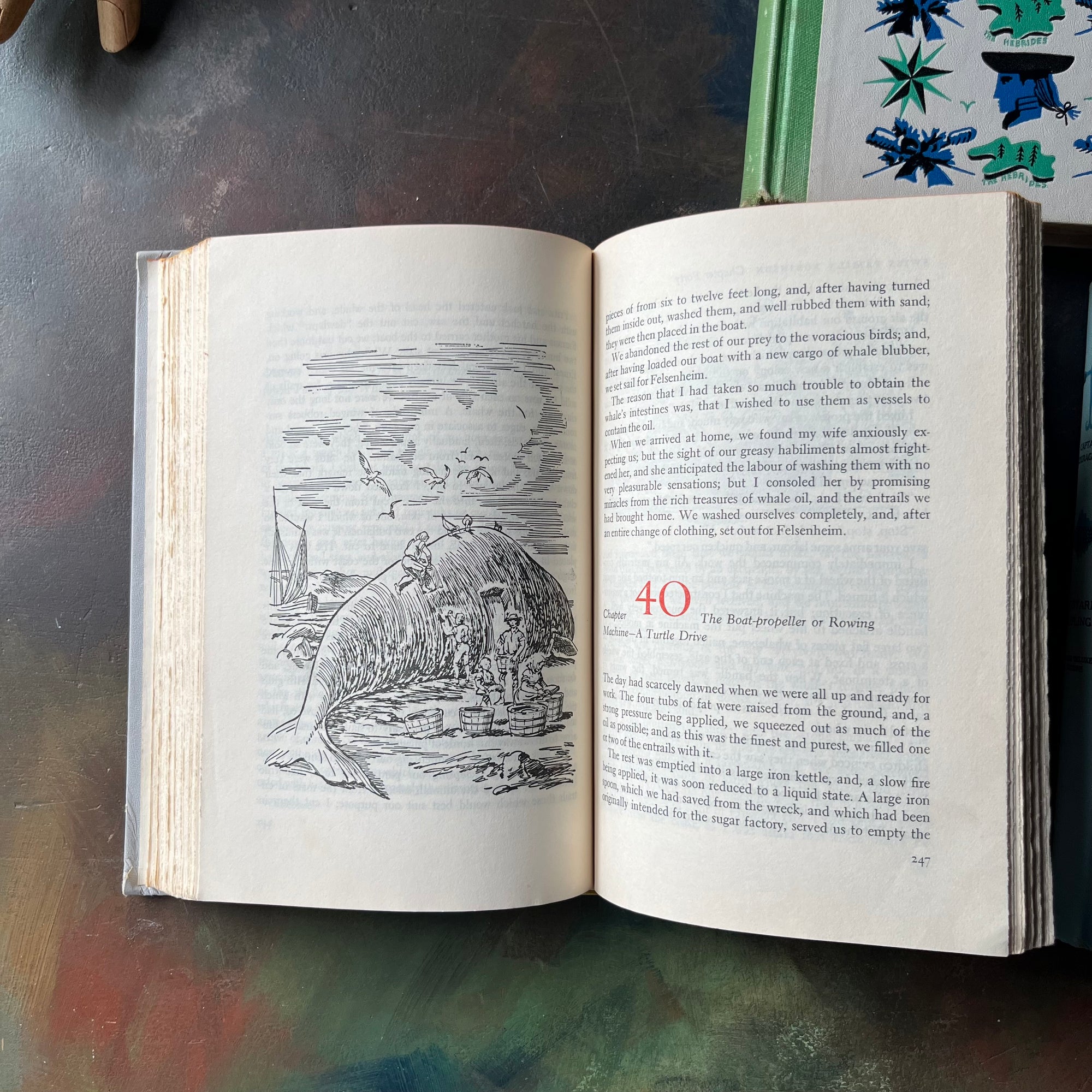 High Seas & Faraway Lands–Classic Adventure Books-Junior Deluxe Editions 5 Book Set-vintage children's chapter books-view of the black & white illustrations