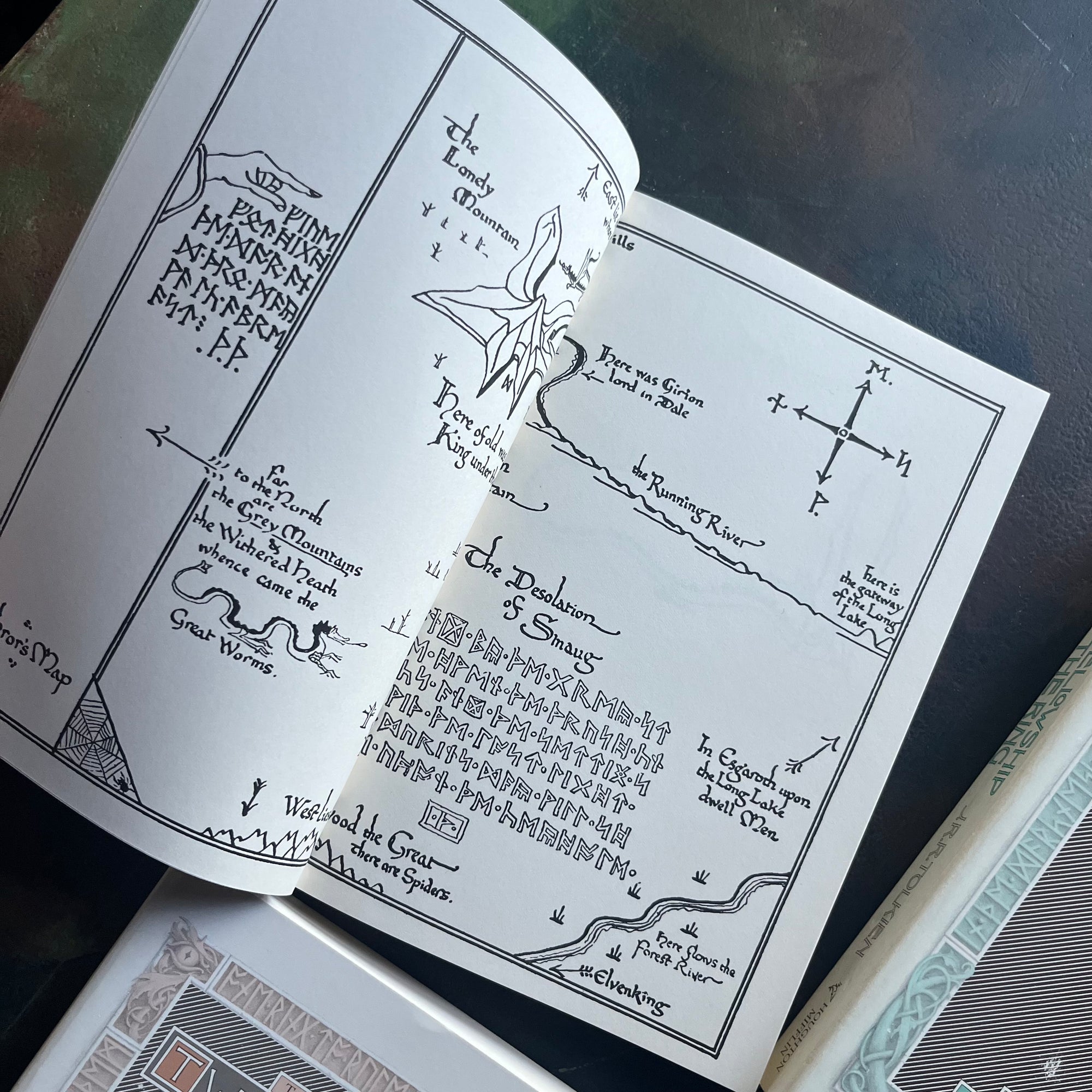 Houghlin Mifflin J.R.R. Tolkien Complete Lord of the Rings and The Hobbit Boxed Set-The Hobbit-The Fellowship of the Ring-The Two Towers-The Return of the King-J.R.R. Tolkien-vintage fantasy-view of the map on the inside cover