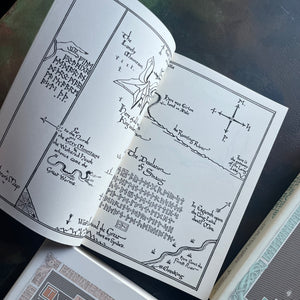 Houghlin Mifflin J.R.R. Tolkien Complete Lord of the Rings and The Hobbit Boxed Set-The Hobbit-The Fellowship of the Ring-The Two Towers-The Return of the King-J.R.R. Tolkien-vintage fantasy-view of the map on the inside cover